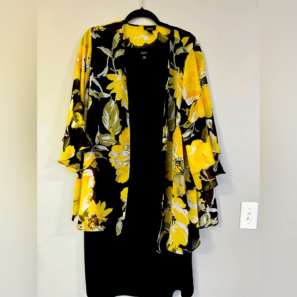 Black Sleeveless Dress with Yellow Cover Up